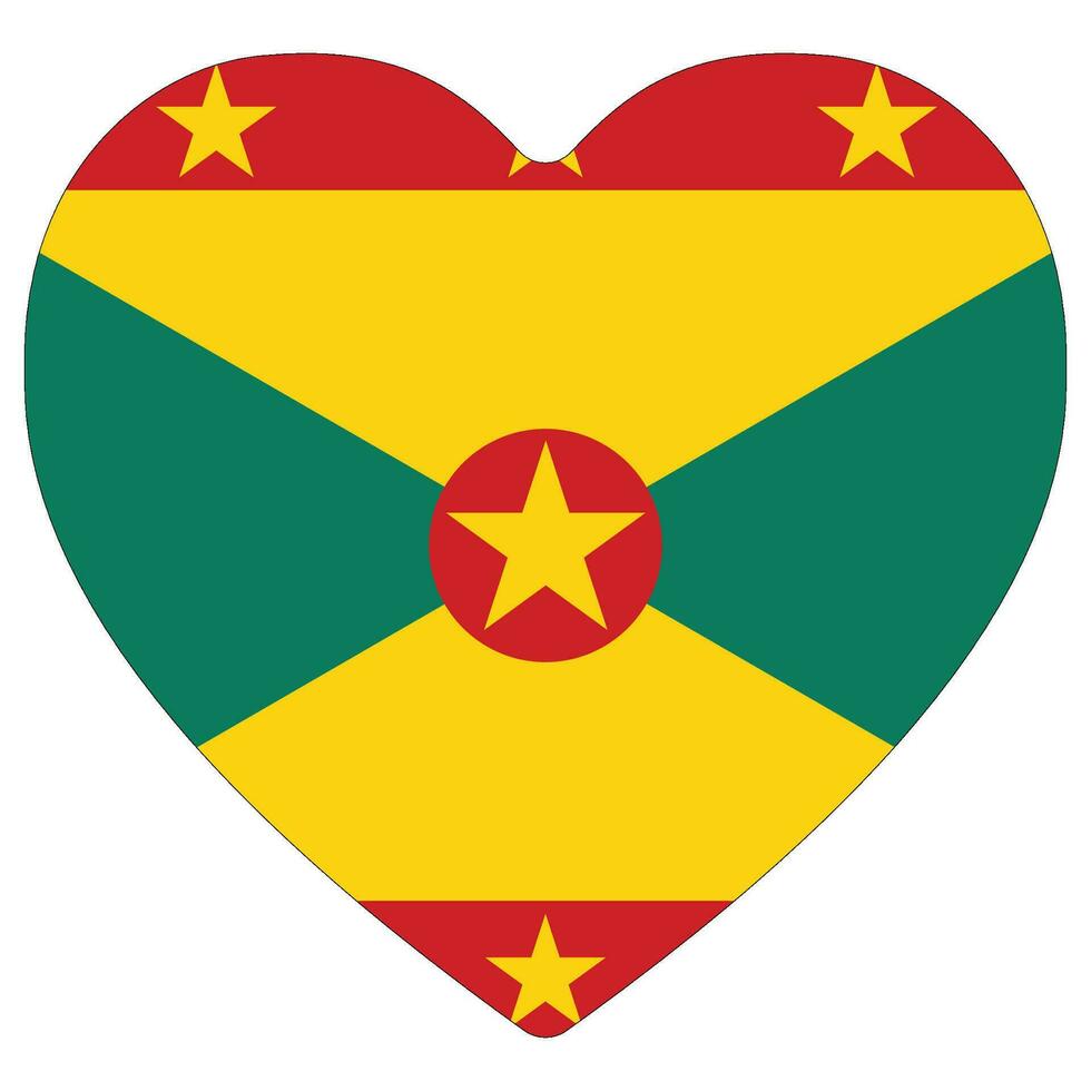 Grenada Flagge Herz Form. Flagge von Grenada Herz gestalten vektor