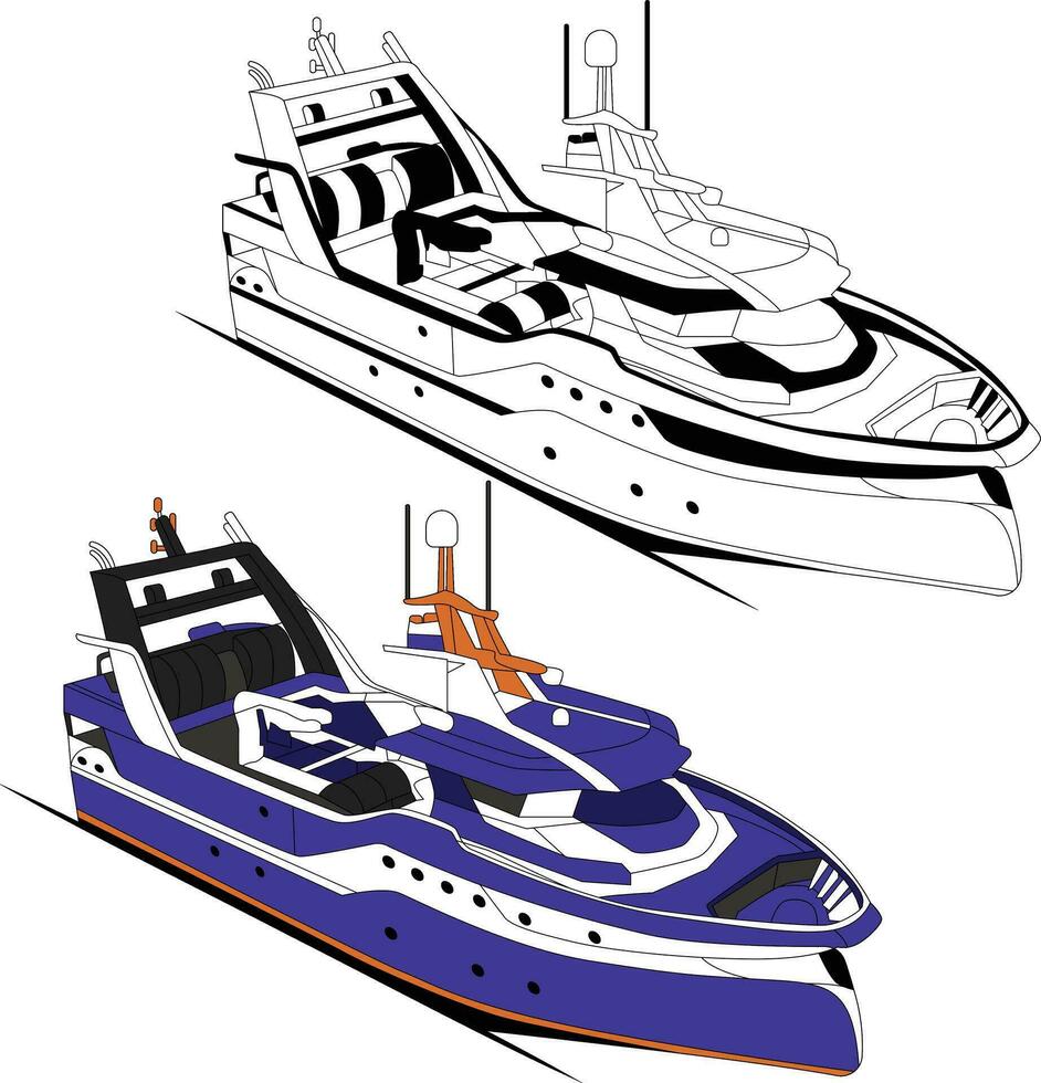 Yacht Vektor Linie Kunst Illustration