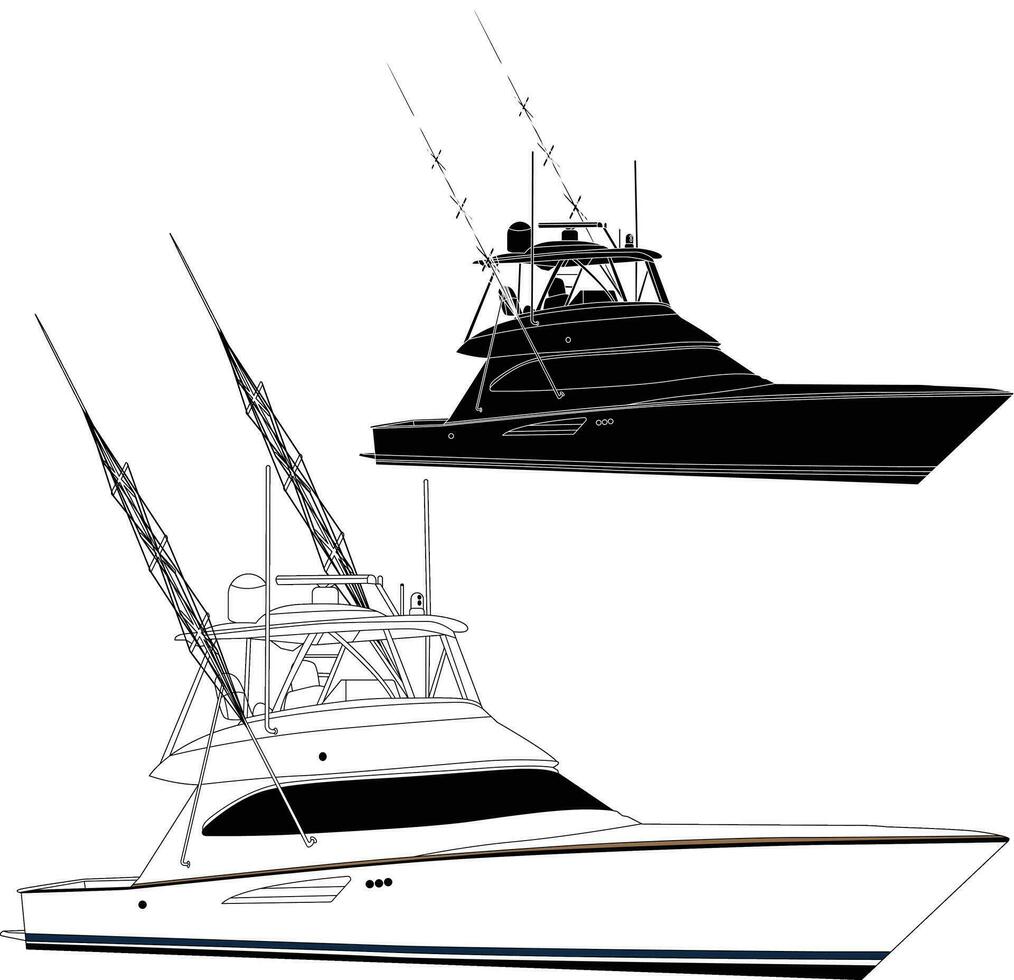 Yacht Vektor Linie Kunst Illustration
