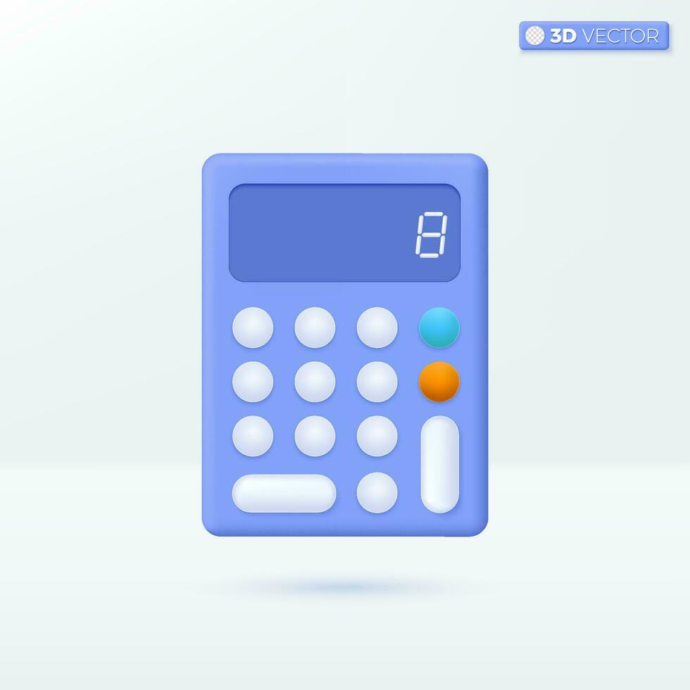 Taschenrechner Symbol Symbole. Buchhaltung, Finanzen Analytik, Budget, Mathematik Gerät Konzept. 3d Vektor isoliert Illustration Design. Karikatur Pastell- minimal Stil. Sie können benutzt zum Design ux, ui, drucken Anzeige.