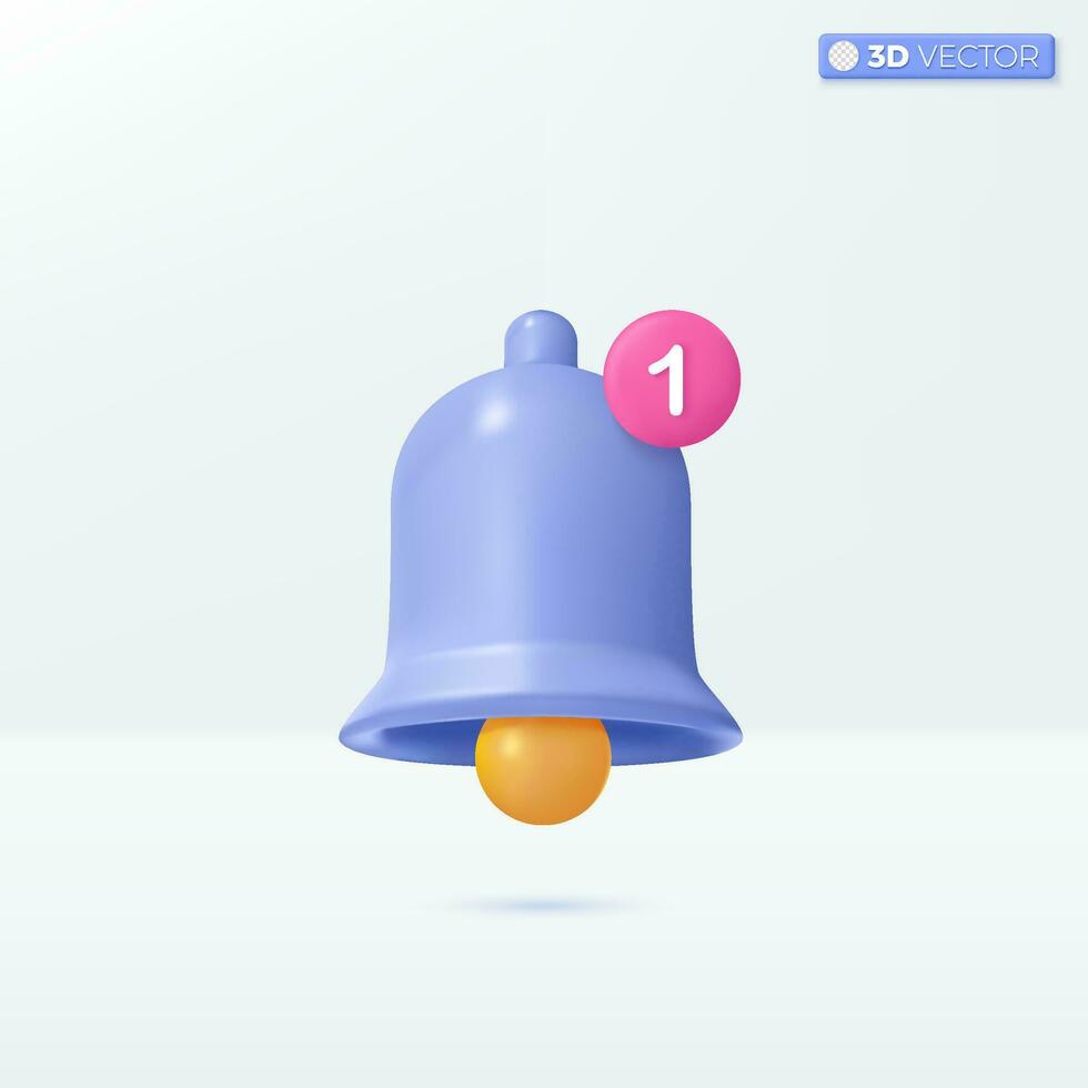 Benachrichtigung Botschaft Glocke Symbol Symbole. Internet Nachricht, erhalten Email, SMS Konzept. 3d Vektor isoliert Illustration Design. Karikatur Pastell- minimal Stil. Sie können benutzt zum Design ux, ui, drucken Anzeige.