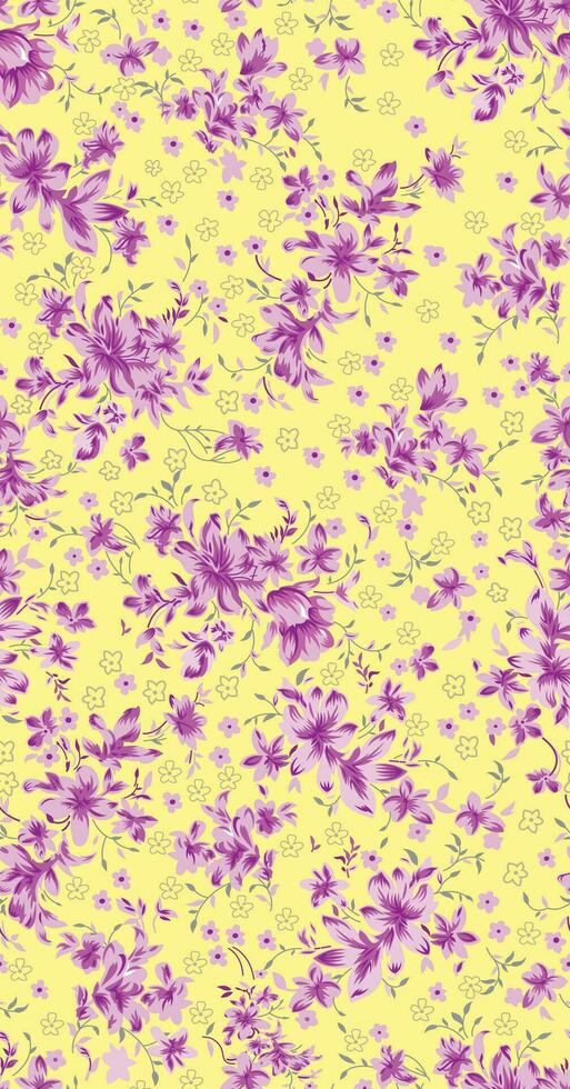 en mönster av lila blommor och löv vektor