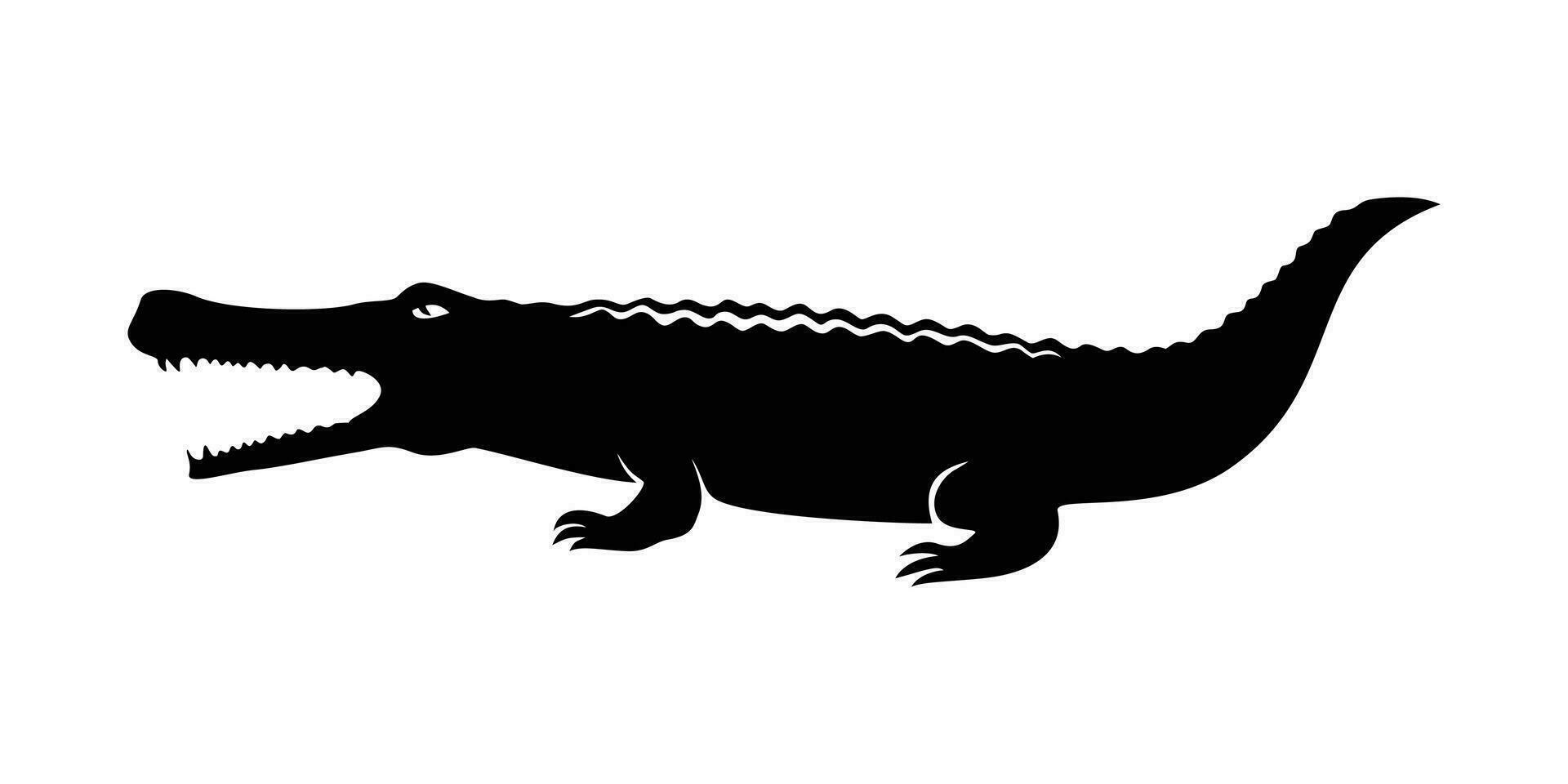 alligator silhuett design. vild rovdjur djur- tecken och symbol. vektor