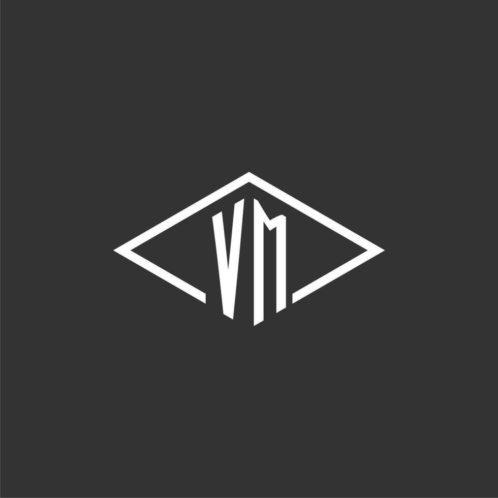 initialer vm logotyp monogram med enkel diamant linje stil design vektor