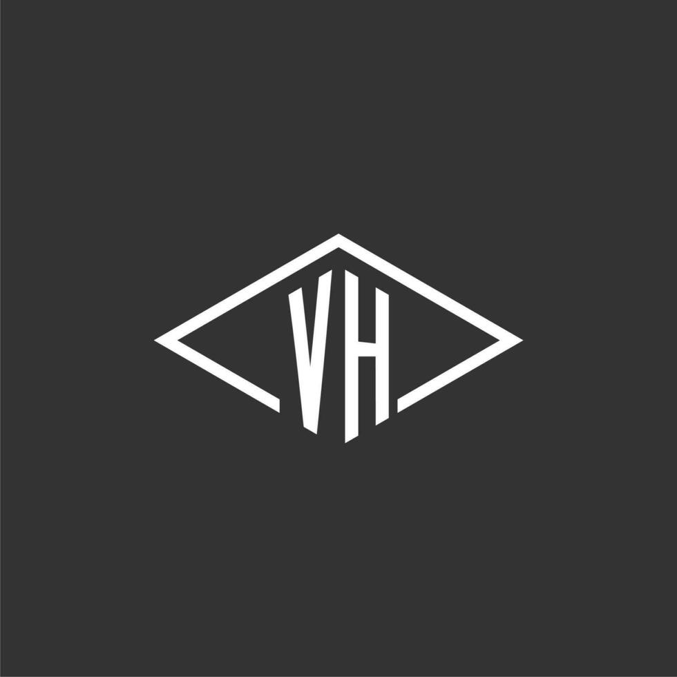initialer vh logotyp monogram med enkel diamant linje stil design vektor
