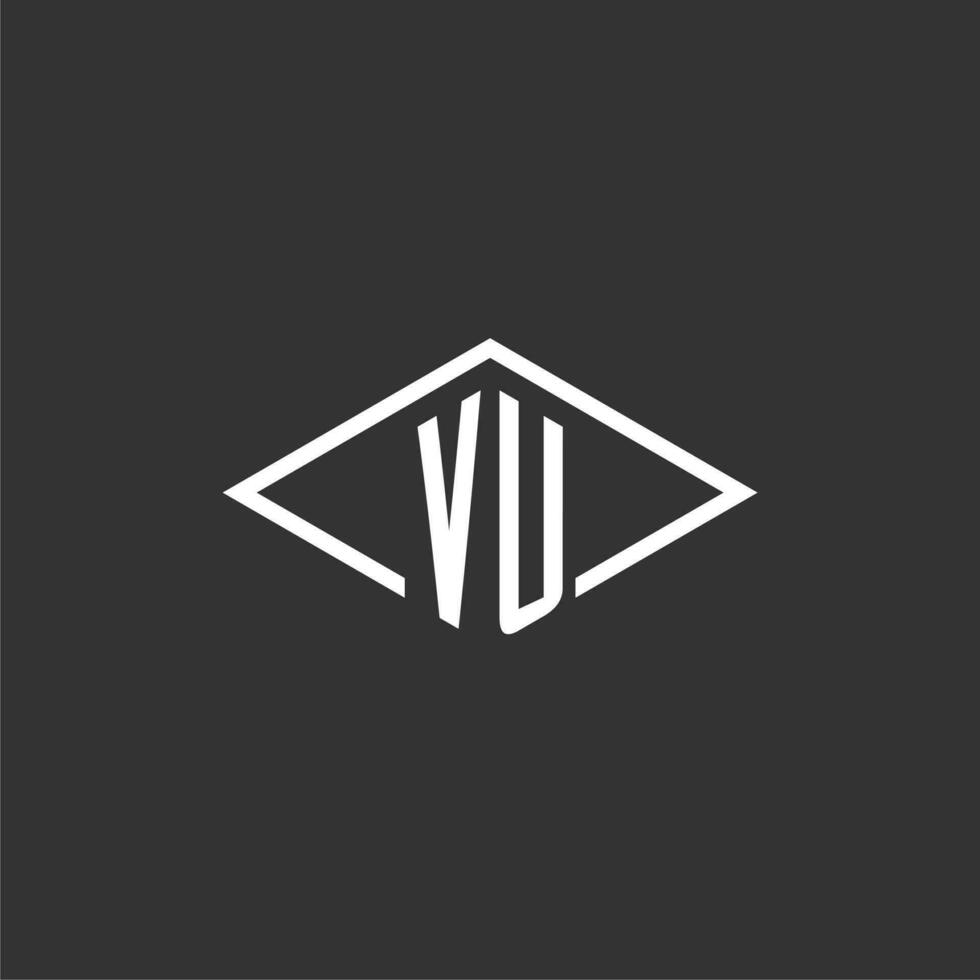 initialer vu logotyp monogram med enkel diamant linje stil design vektor