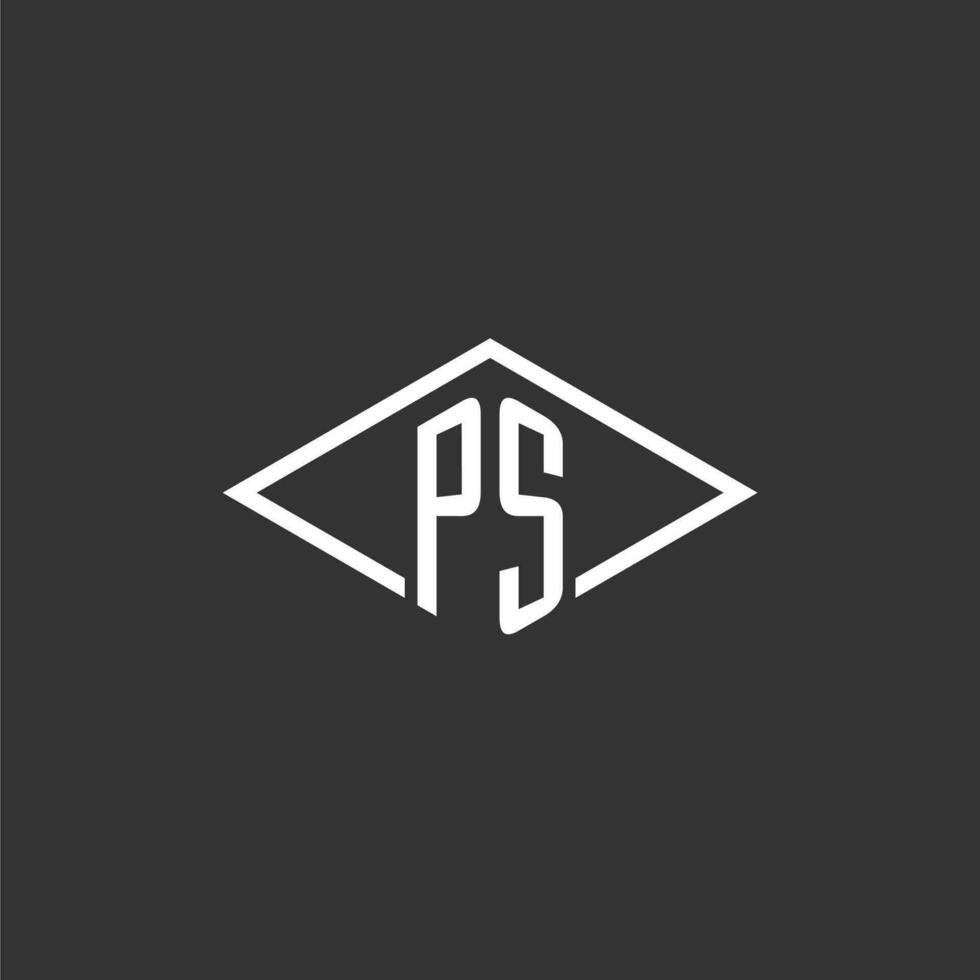 initialer ps logotyp monogram med enkel diamant linje stil design vektor