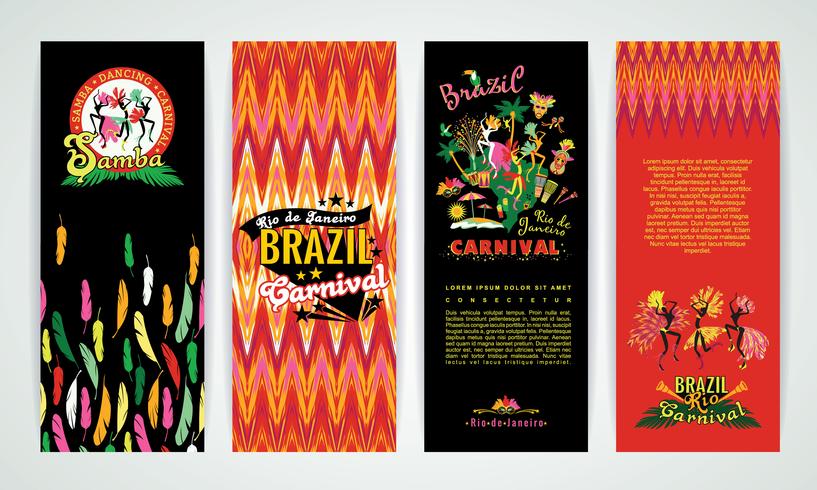 Vertikale Banner mit Brasilien Carnival Backgrounds. vektor