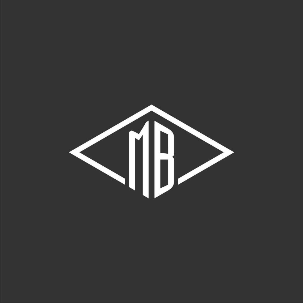 initialer mb logotyp monogram med enkel diamant linje stil design vektor