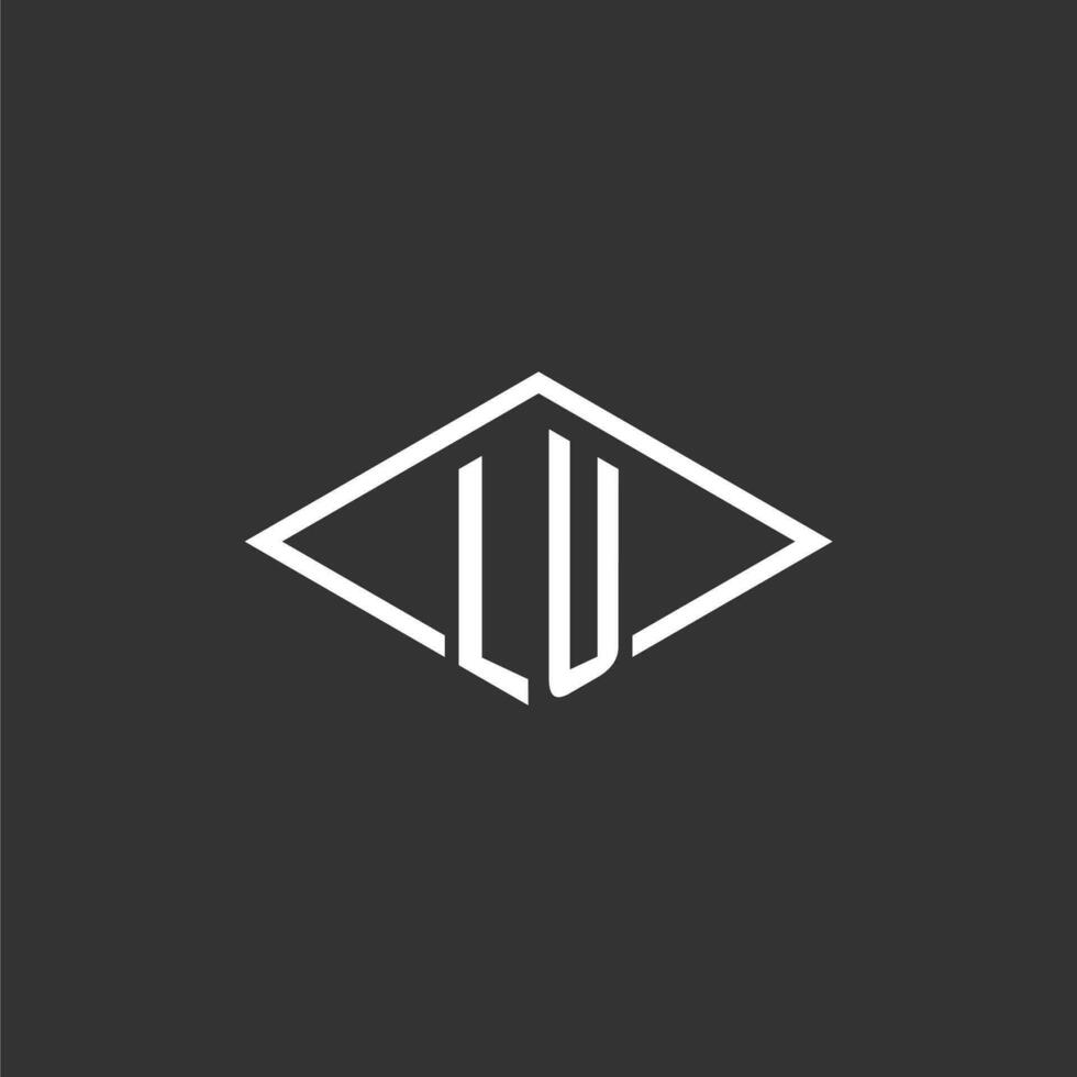 initialer lu logotyp monogram med enkel diamant linje stil design vektor