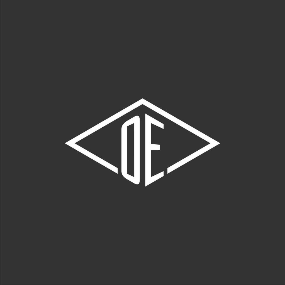 initialer oe logotyp monogram med enkel diamant linje stil design vektor