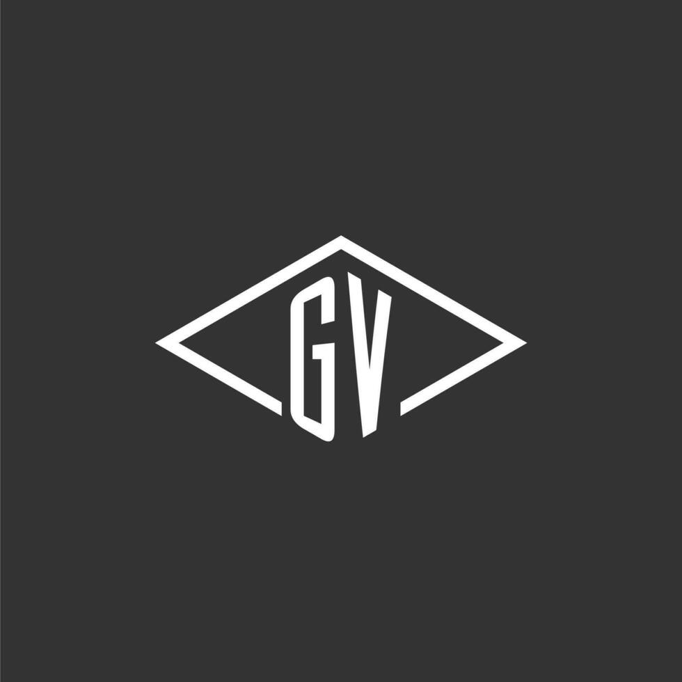 initialer gv logotyp monogram med enkel diamant linje stil design vektor