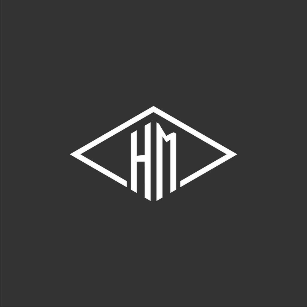 Initialen Hm Logo Monogramm mit einfach Diamant Linie Stil Design vektor