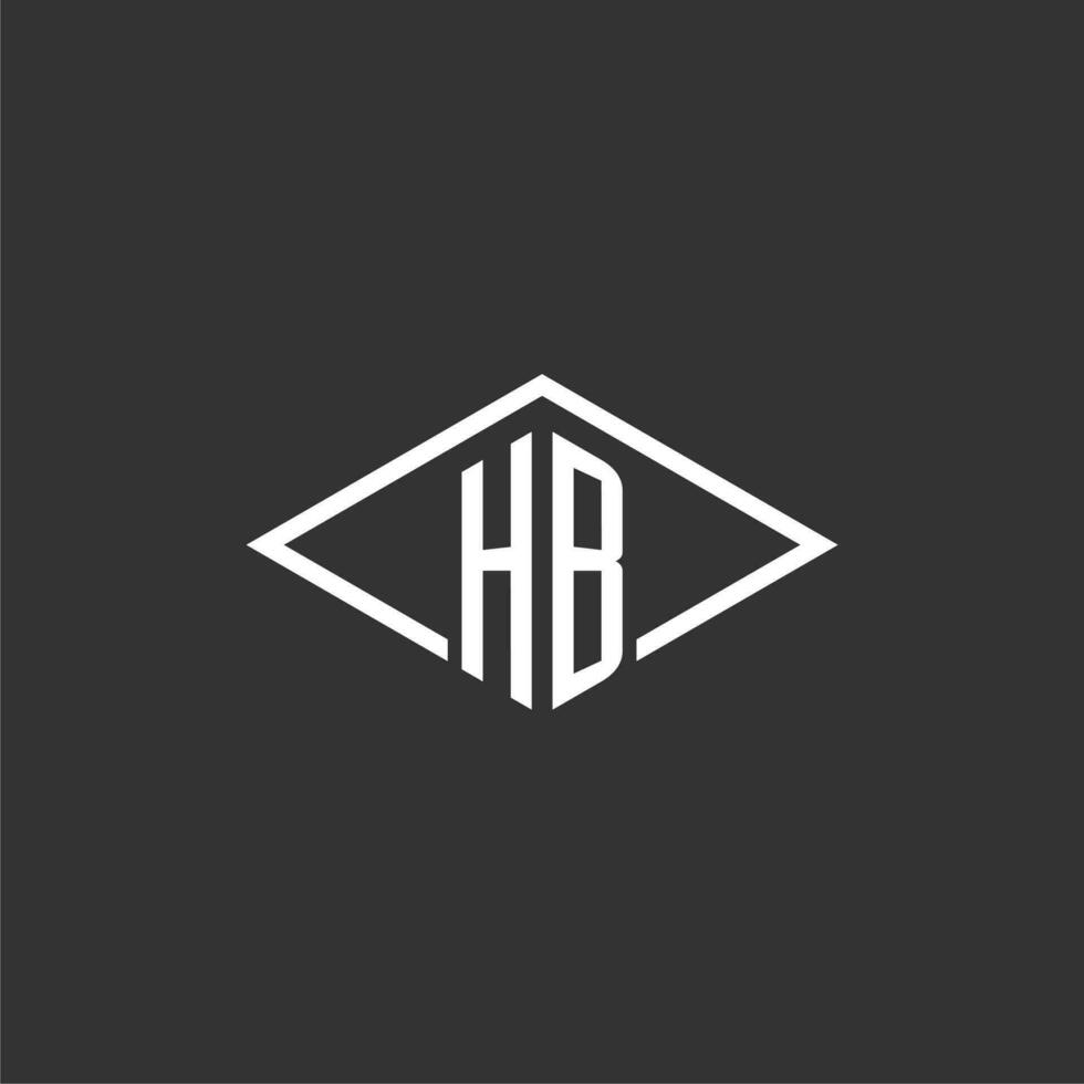 initialer hb logotyp monogram med enkel diamant linje stil design vektor
