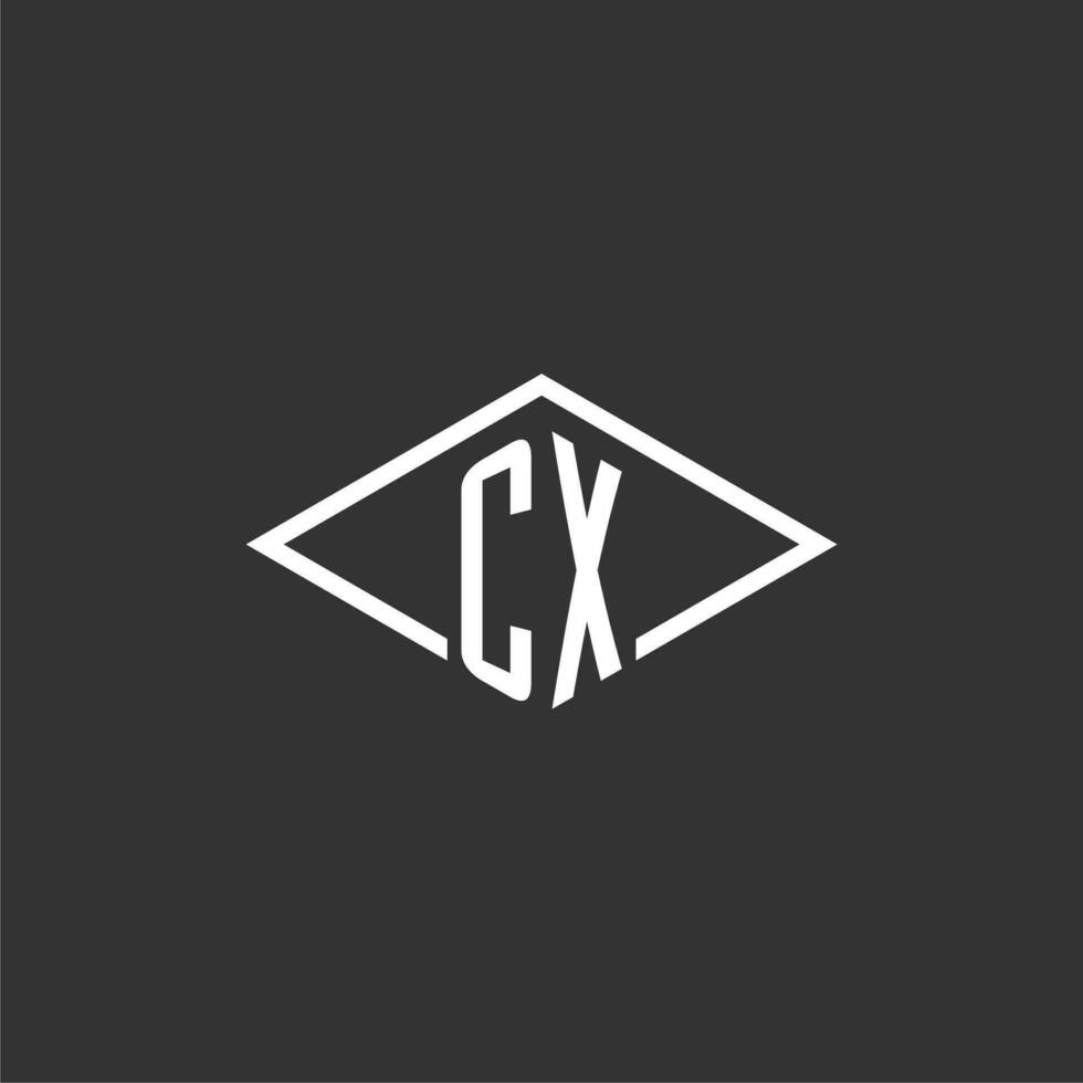 initialer cx logotyp monogram med enkel diamant linje stil design vektor