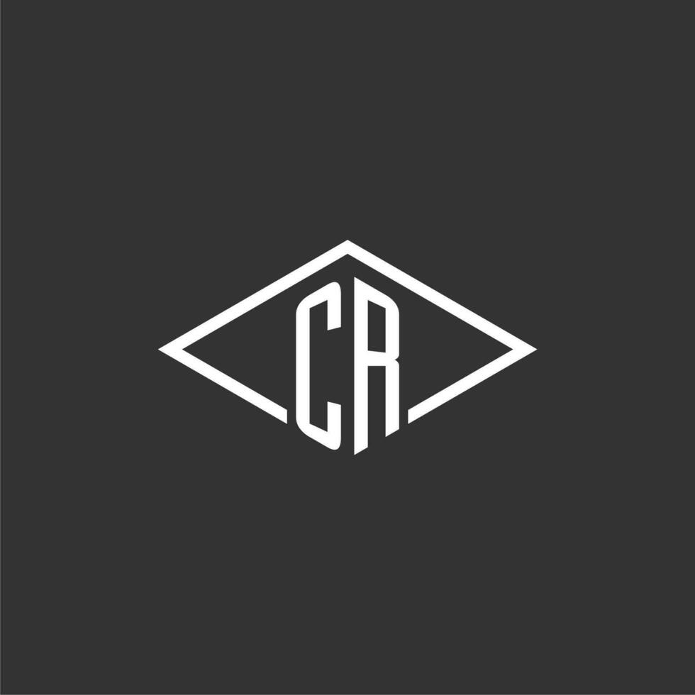 initialer cr logotyp monogram med enkel diamant linje stil design vektor