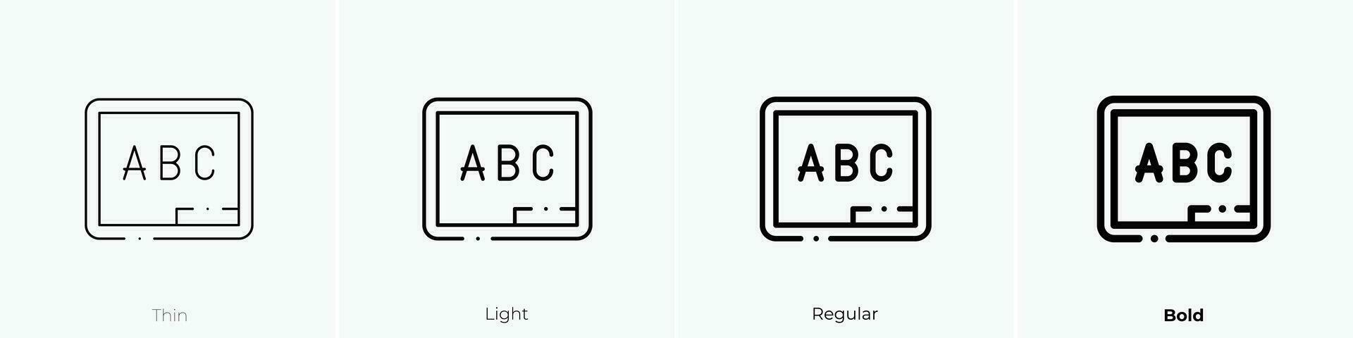 ABC ikon. tunn, ljus, regelbunden och djärv stil design isolerat på vit bakgrund vektor