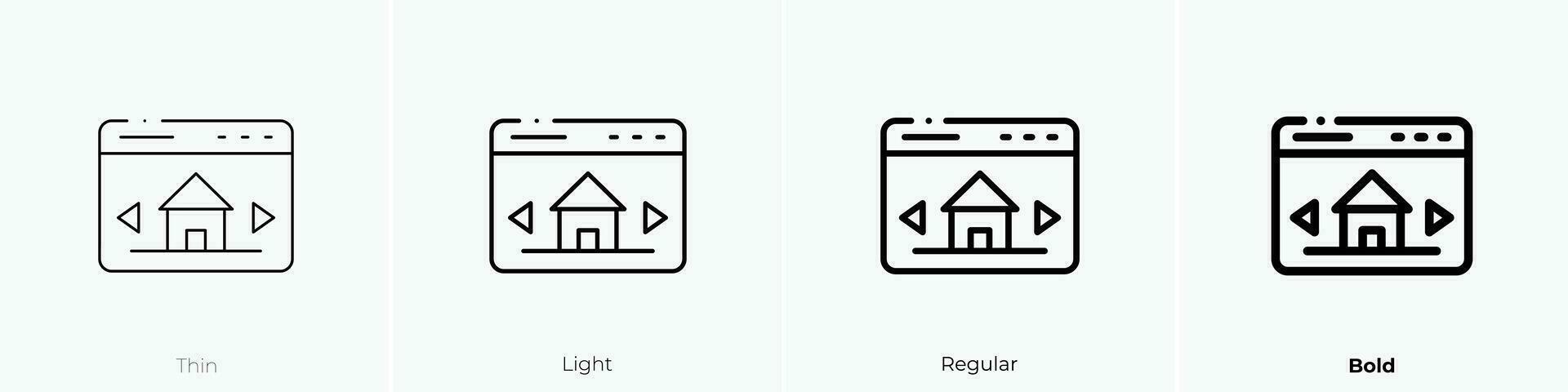 Fenster Symbol. dünn, Licht, regulär und Fett gedruckt Stil Design isoliert auf Weiß Hintergrund vektor