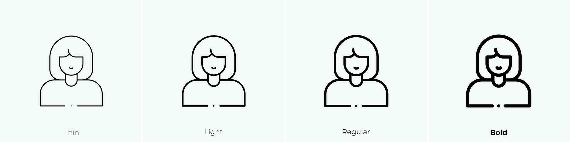 Frauen Symbol. dünn, Licht, regulär und Fett gedruckt Stil Design isoliert auf Weiß Hintergrund vektor