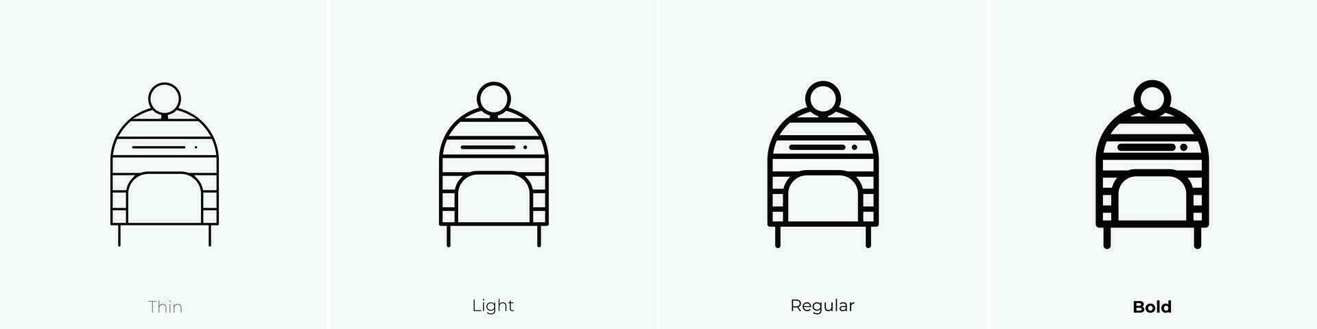 Winter Hut 4 Symbol. dünn, Licht, regulär und Fett gedruckt Stil Design isoliert auf Weiß Hintergrund vektor