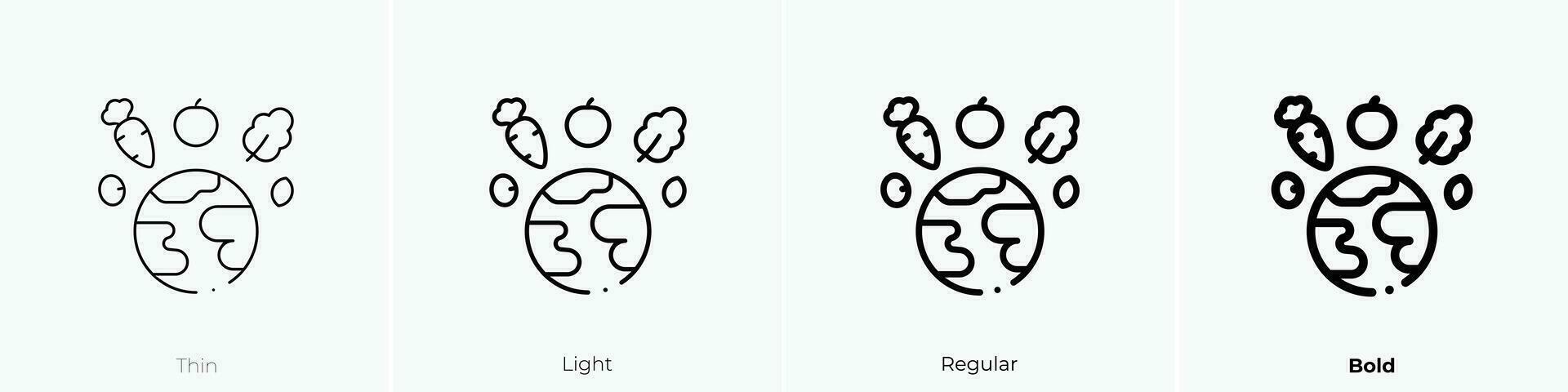 Welt Vegetarier Tag Symbol. dünn, Licht, regulär und Fett gedruckt Stil Design isoliert auf Weiß Hintergrund vektor