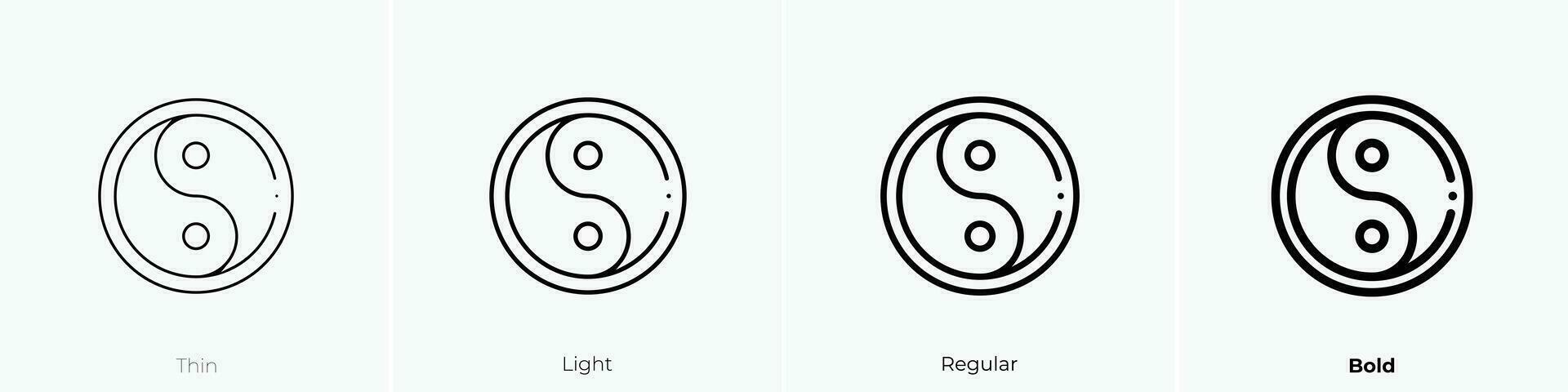 Yin Yang Symbol. dünn, Licht, regulär und Fett gedruckt Stil Design isoliert auf Weiß Hintergrund vektor