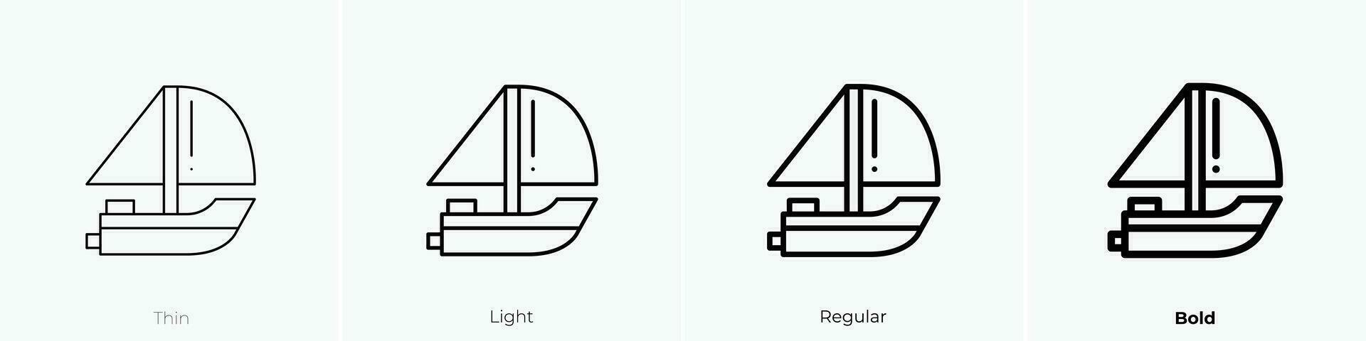 yatch Symbol. dünn, Licht, regulär und Fett gedruckt Stil Design isoliert auf Weiß Hintergrund vektor