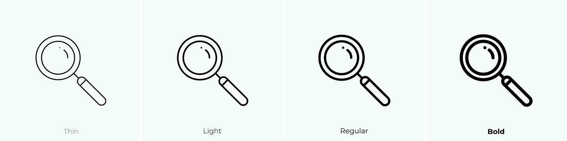 Zoomen Symbol. dünn, Licht, regulär und Fett gedruckt Stil Design isoliert auf Weiß Hintergrund vektor