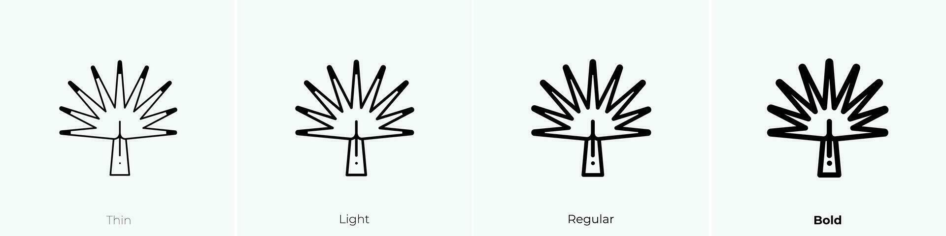 Yucca Symbol. dünn, Licht, regulär und Fett gedruckt Stil Design isoliert auf Weiß Hintergrund vektor