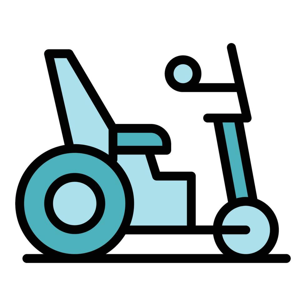 väg elektrisk rullstol ikon vektor platt