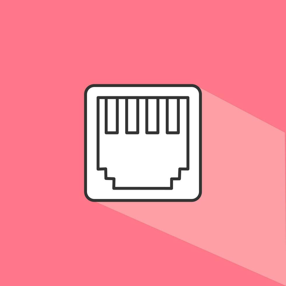 Ethernet vektor ikon i linjär på rosa bakgrund. vektor illustration.