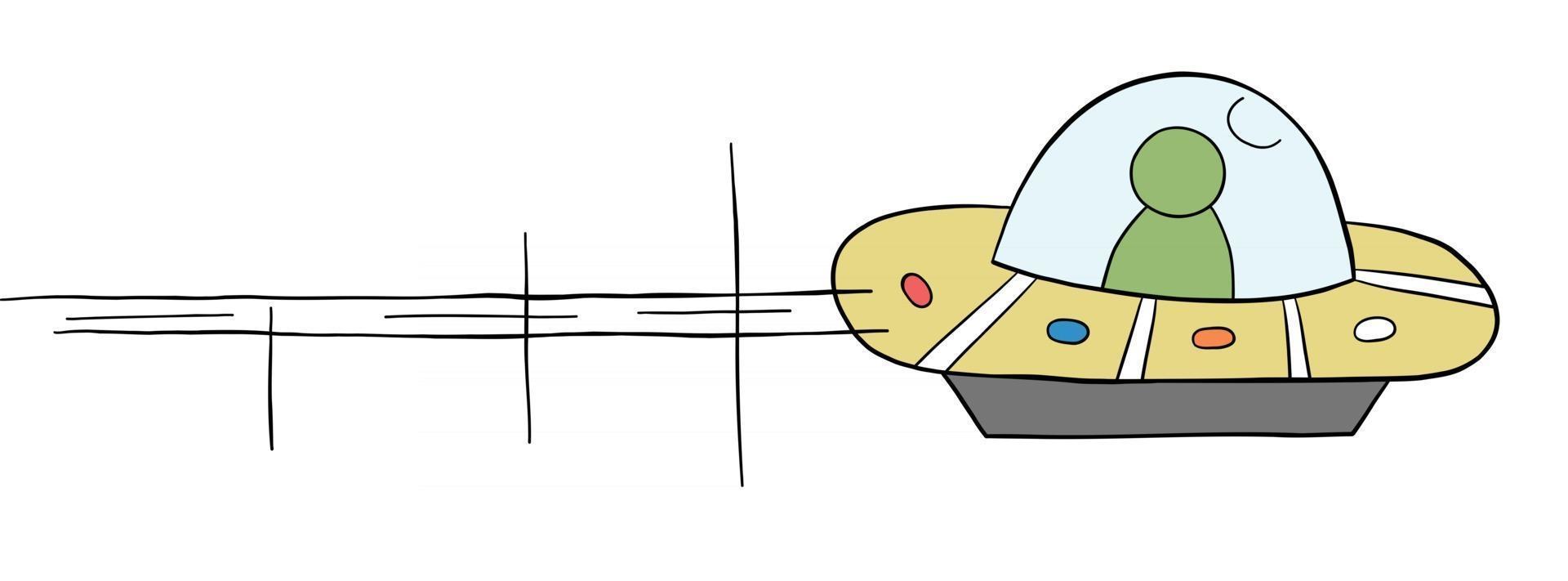 tecknad vektorillustration av flygande ufo vektor