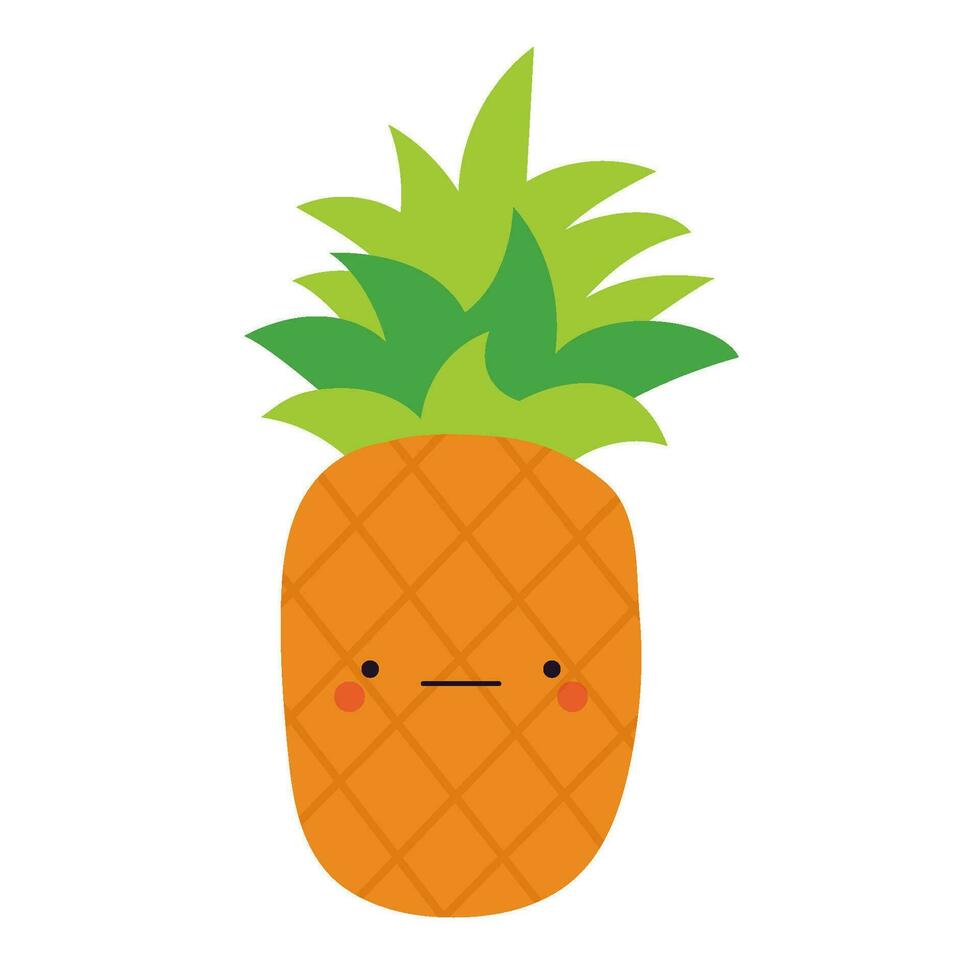 söt ananas i söt stil. ClipArt bild isolerat på vit bakgrund. vektor