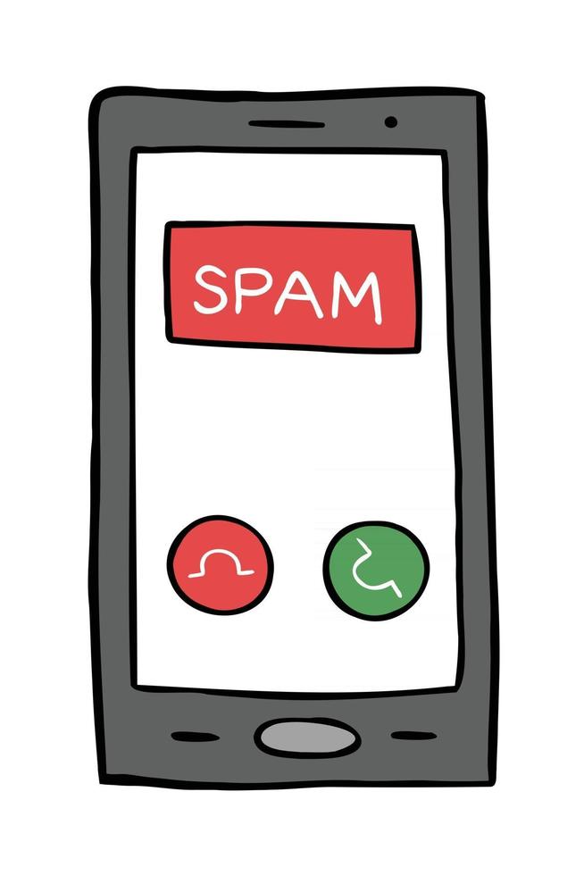 Cartoon-Vektor-Illustration von Spam-Anrufen auf dem Smartphone vektor