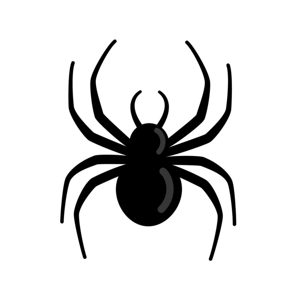 Spindel silhuett isolerat på vit bakgrund. skrämmande med lång ben. vektor illustration isolerat på vit bakgrund.