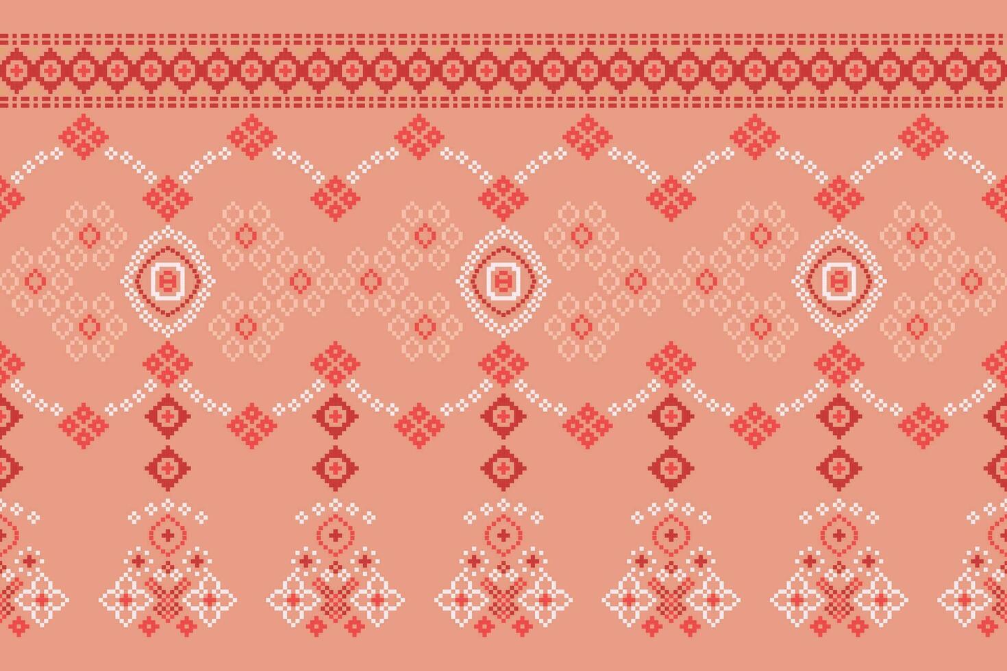 etnisk geometrisk tyg mönster korsa stitch.ikat broderi etnisk orientalisk pixel mönster reste sig guld rosa bakgrund. abstrakt, vektor, illustration. textur, ram, motiv, siden, valentin rosa tapet. vektor