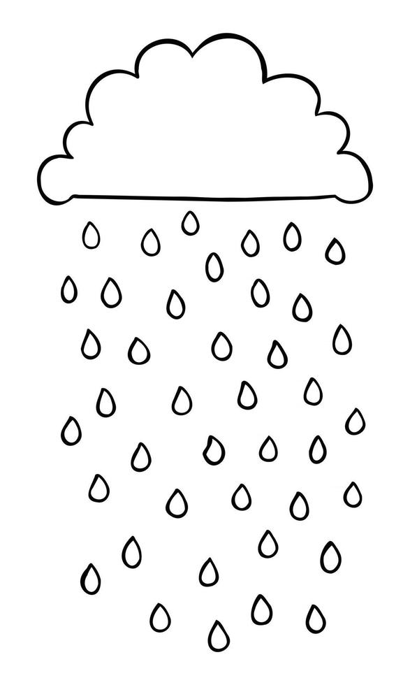 tecknad vektorillustration av svart moln och regn vektor