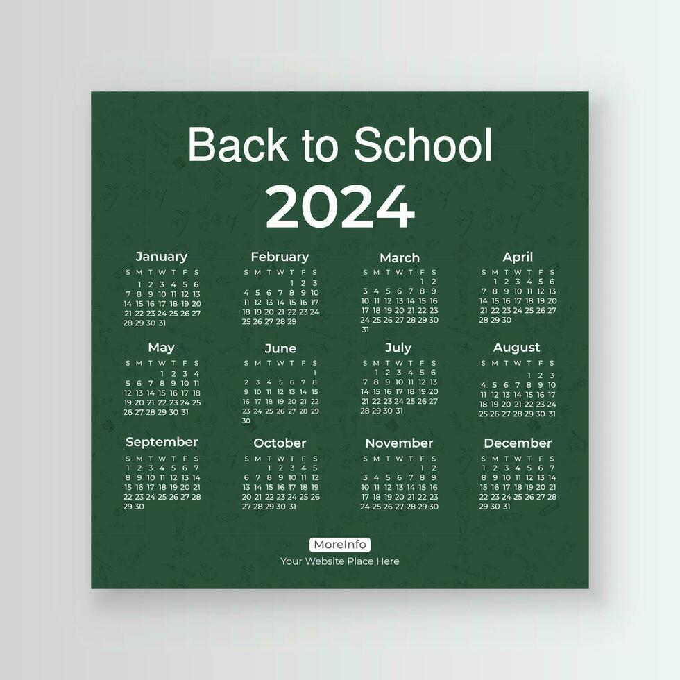 tillbaka till skola social media kalender 2024 för din barn. du kommer skaffa sig en varje vecka planerare, en gång i månaden planerare, och årlig planerare. vektor