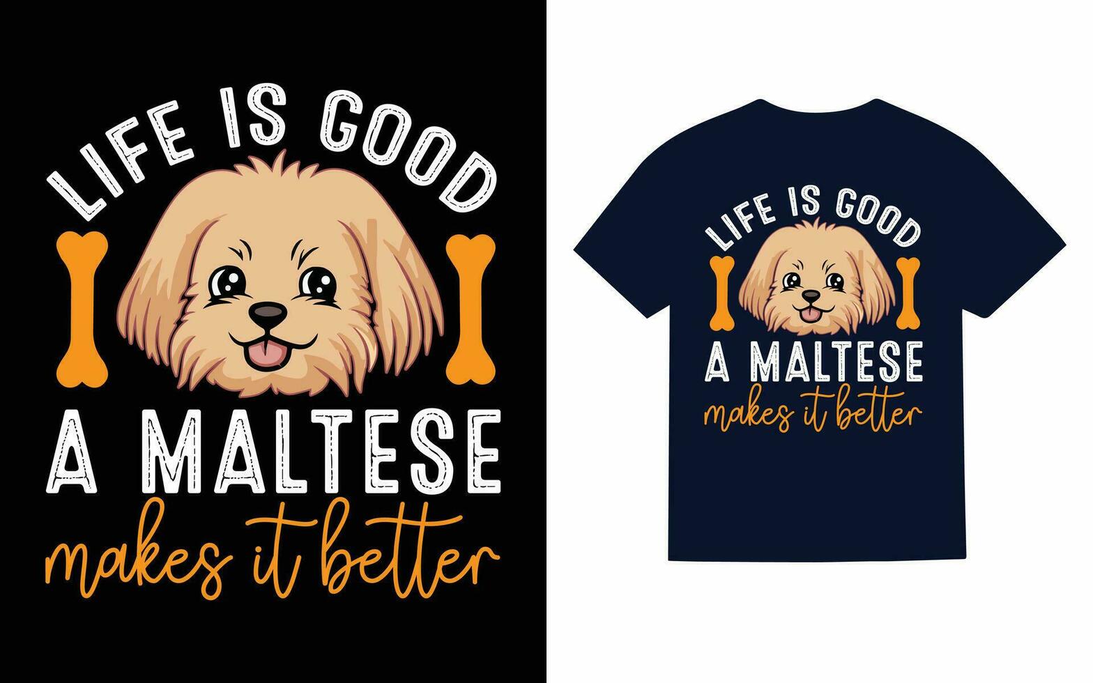 maltesisch Hund T-Shirt Design vektor