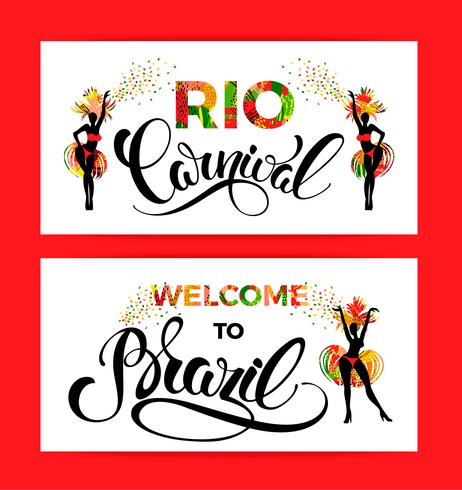 Rio Carnival. bokstäverdesign med handritningsteknik. vektor