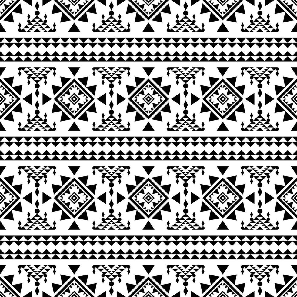 nahtlos einheimisch Streifen Muster. ethnisch geometrisch abstrakt Motiv. Vektor Illustration im aztekisch Stammes- Stil. Design zum Textil- Vorlage und drucken Stoff. schwarz und Weiß Farben.