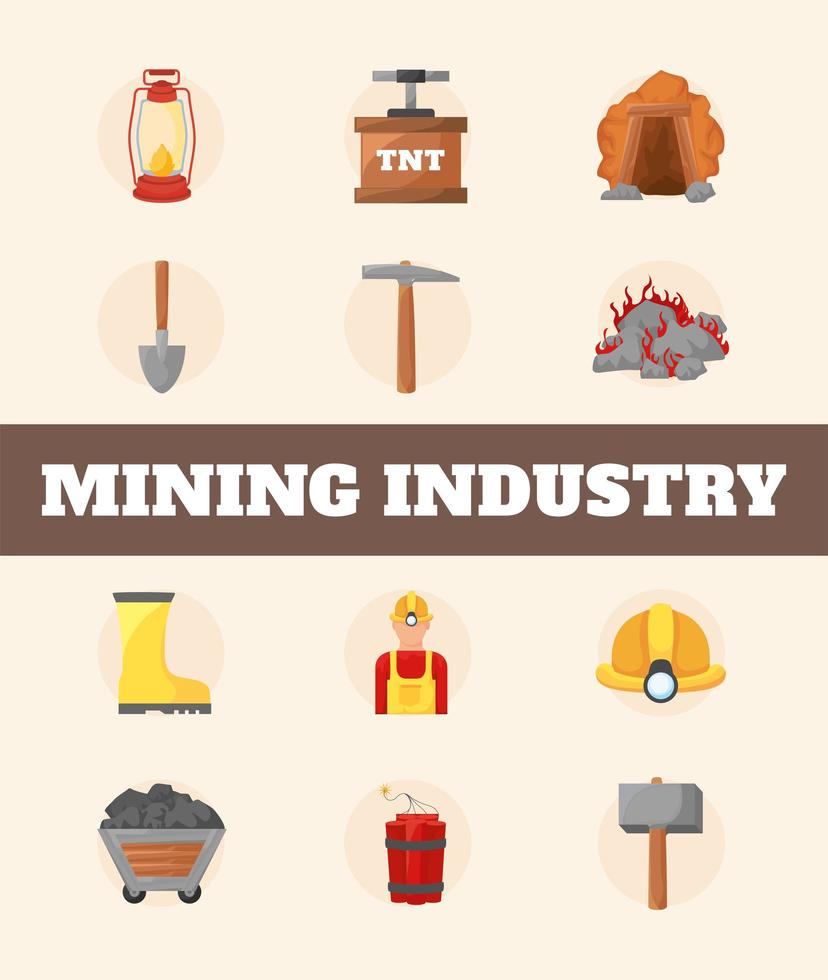 Gegenstände aus der Bergbauindustrie vektor