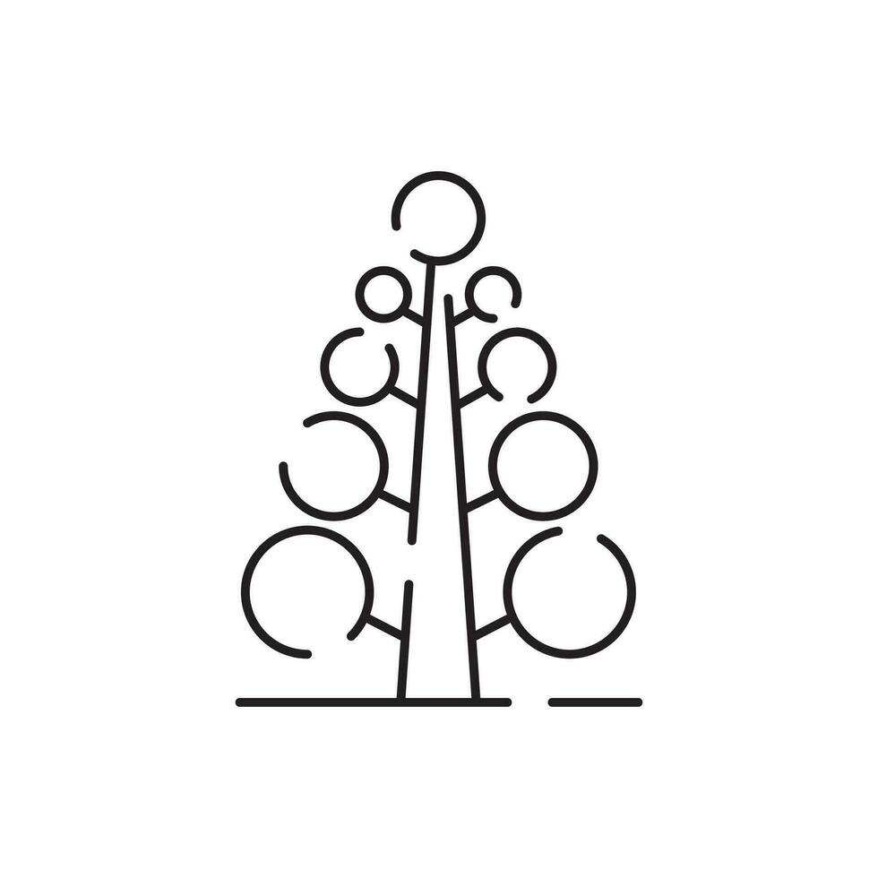 Baum Linie Symbol. natürlich schön Symbol. Baum Vektor Gliederung isoliert auf Weiß Hintergrund. Wald, Park und Garten Baum eben Zeichen Sammlung.