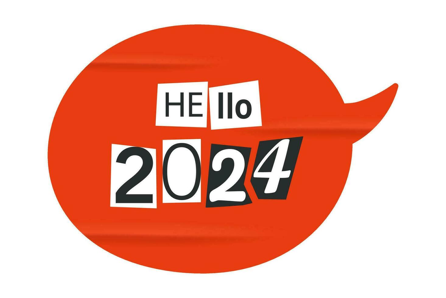 Hej 2024 modern grunge klistermärke vektor illustration