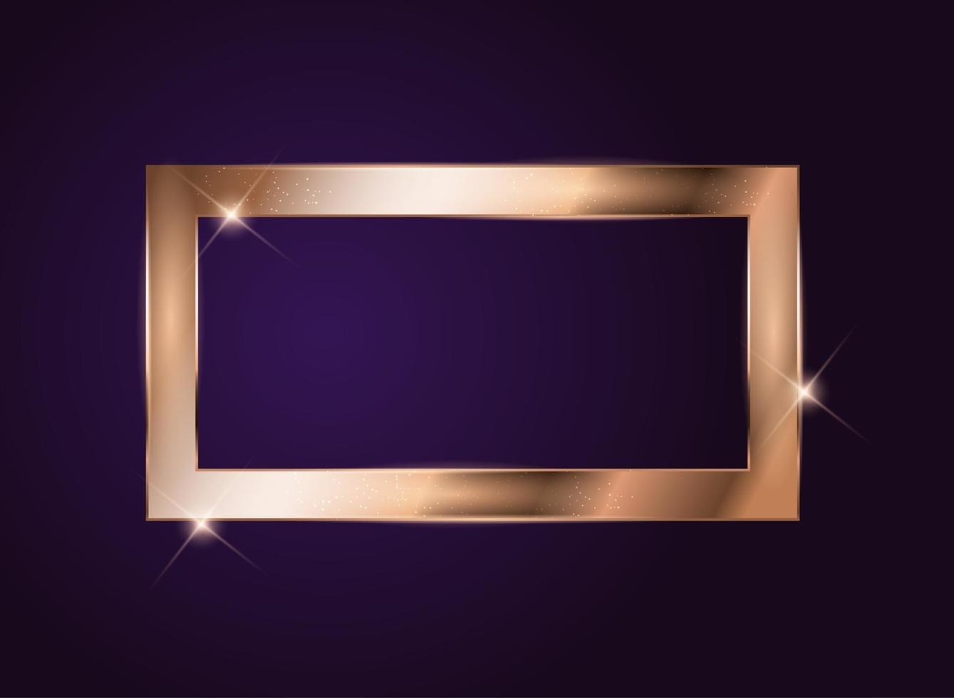 Goldfarbe glitzernder strukturierter Rahmen auf dunklem Hintergrund. Vektor-Illustration vektor
