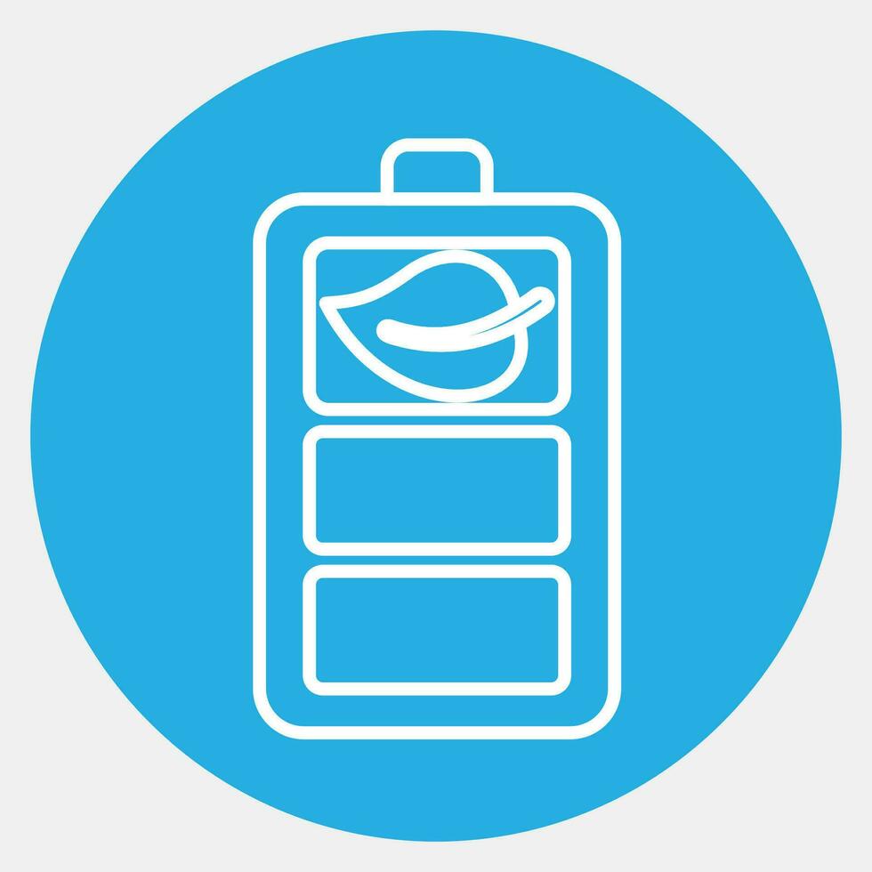 Symbol Öko Batterie. Ökologie und Umgebung Elemente. Symbole im Blau runden Stil. gut zum Drucke, Poster, Logo, Infografiken, usw. vektor