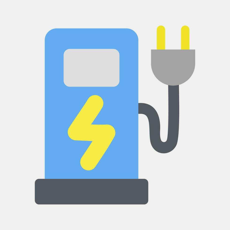 ikon elektrisk fordon laddning station. ekologi och miljö element. ikoner i platt stil. Bra för grafik, affischer, logotyp, infografik, etc. vektor