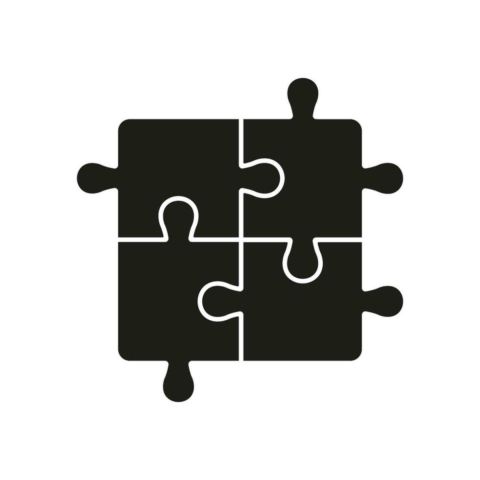 Puzzle, Idee, Herausforderung Spiel, Zusammenarbeit solide unterzeichnen. Puzzle Lösung Silhouette Symbol. Logik Kombination, Platz Stücke Spiel Glyphe Piktogramm. isoliert Vektor Illustration.