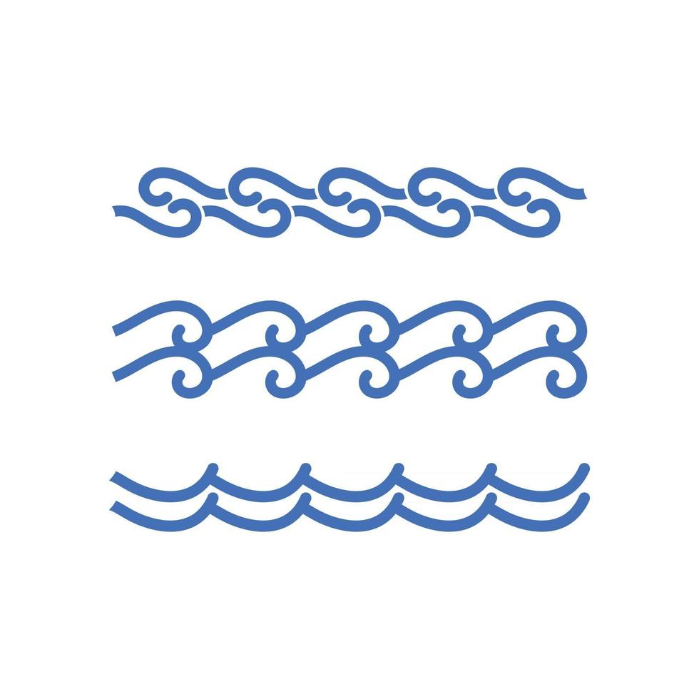 Wasser und Welle Symbol Vektor Logo Design Natur Ozean und Strand Objekt