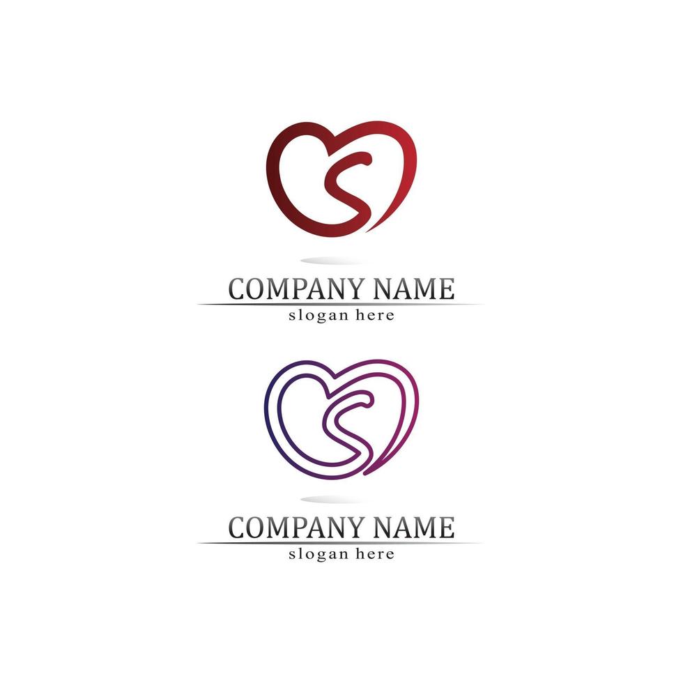 Business Corporate s Brief Logo s Schriftart mit Liebe Konzept Logo Design vektor